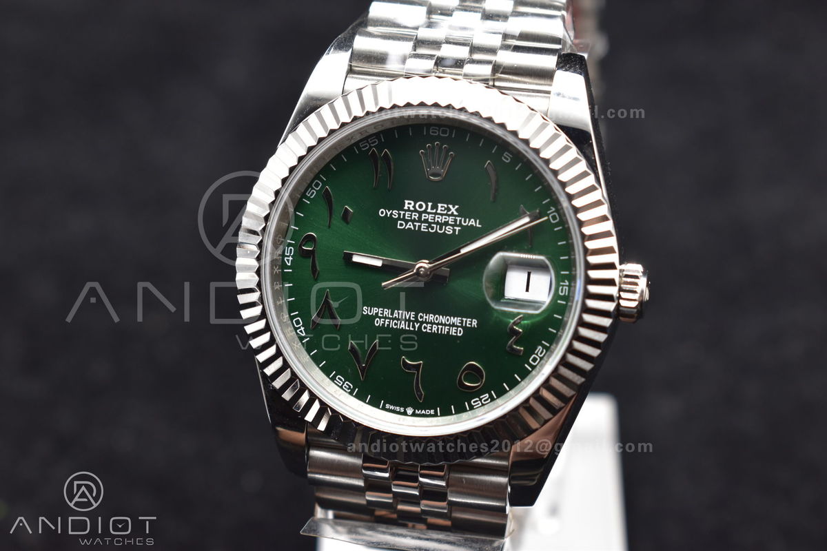 DateJust 41 126334 DIWF 1:1 Best Edition 904L Steel Green Dial Arabic Marker on Jubilee Bracelet SA3235